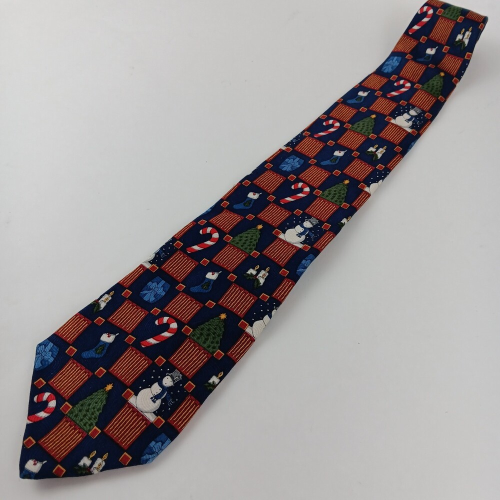 XYZ Inc Men's Multicolor Holiday Christmas Theme 100% Silk Necktie